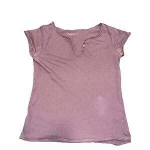 Zadig & Voltaire Tuni T-shirt Pink Cotton women v neck button Top XS A003119